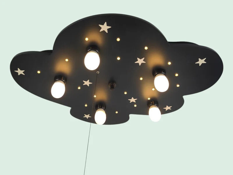 Deckenleuchte Wolke Blau XXL mit fluoreszierenden Sternen