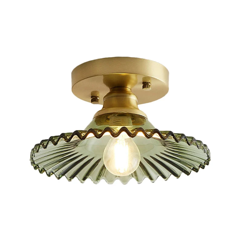 GlassGlow | Halbbündige Deckenleuchte mit grünem Glasschirm