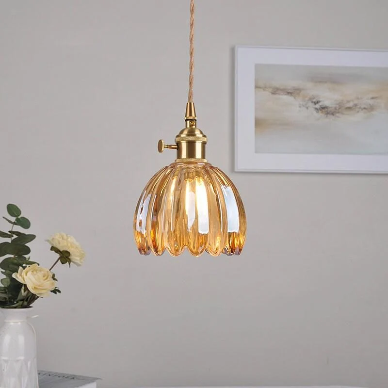 Florvina | Retro-Pendelleuchte mit Glasblumen-Design
