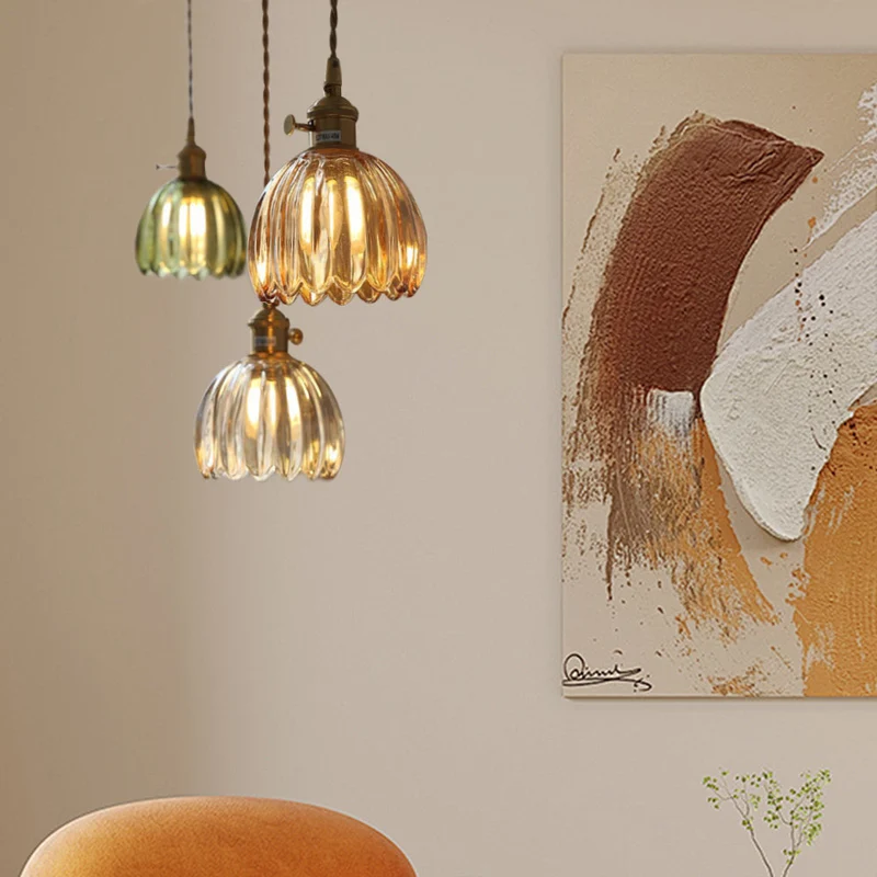Florvina | Retro-Pendelleuchte mit Glasblumen-Design