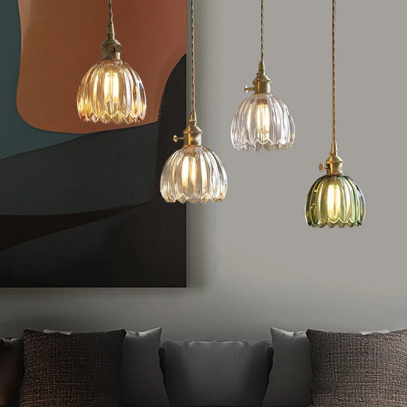 Florvina | Retro-Pendelleuchte mit Glasblumen-Design