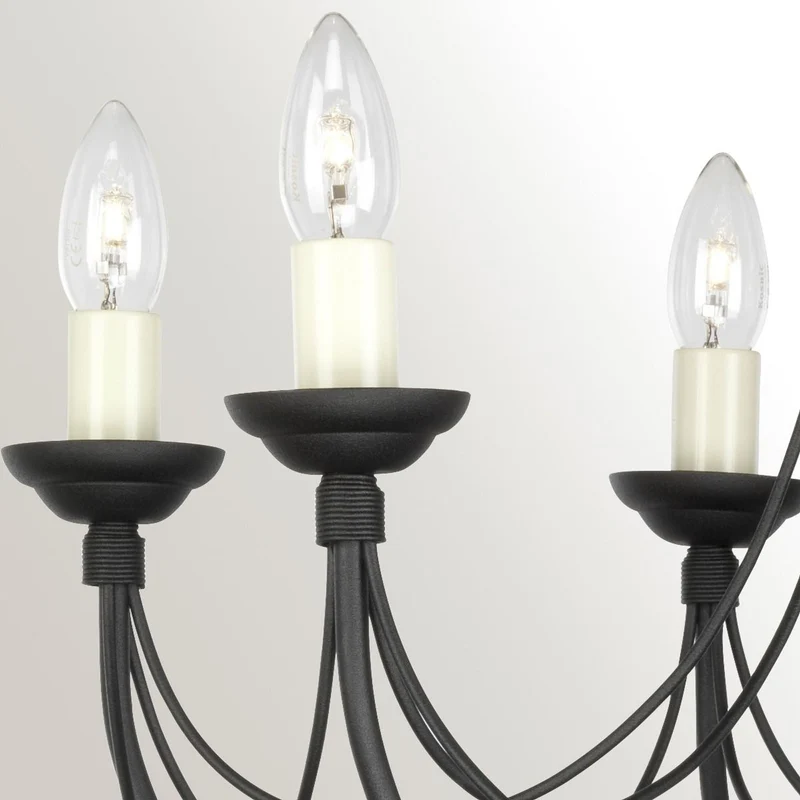 Kronleuchter Carisbrooke 6-flammig höhenverstellbar Schwarz 61cm