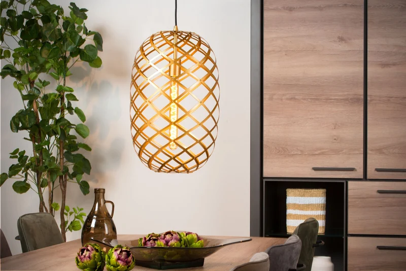 Pendelleuchte Wolfram oval höhenverstellbar mit elliptischen Metallringen Ø 32cm