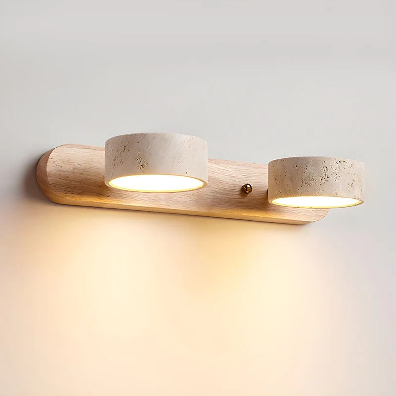 Duolith | Doppelarm Wandleuchte in Travertin-Optik