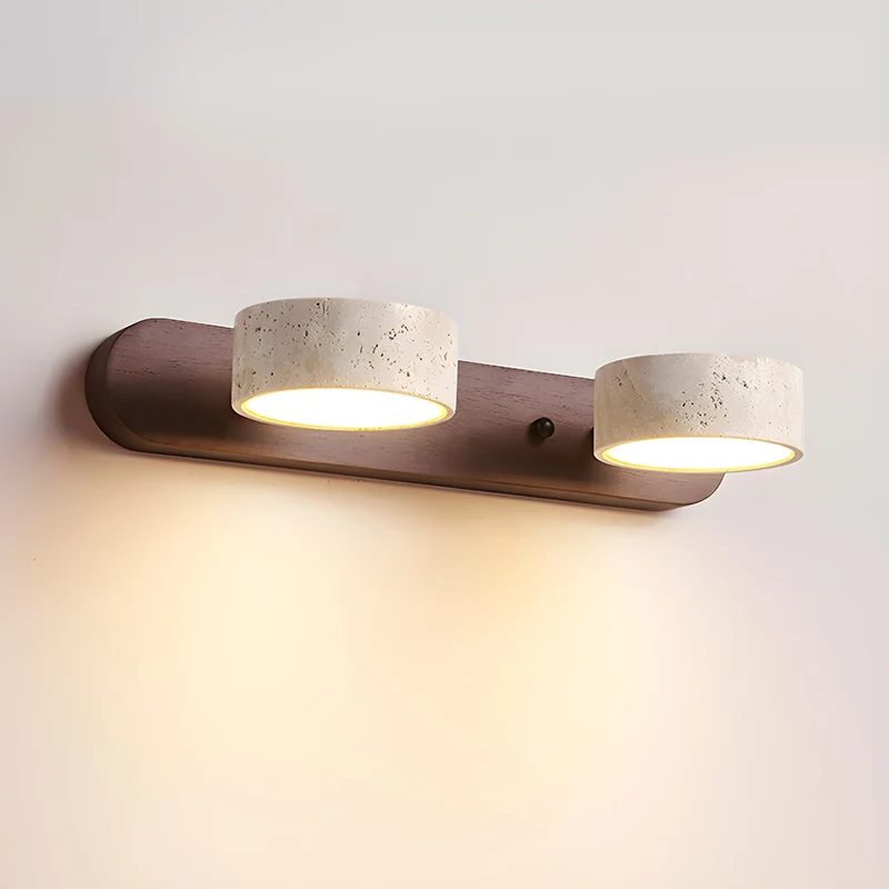Duolith | Doppelarm Wandleuchte in Travertin-Optik