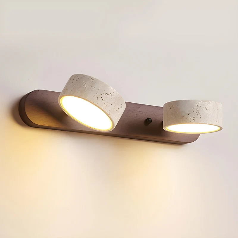 Duolith | Doppelarm Wandleuchte in Travertin-Optik