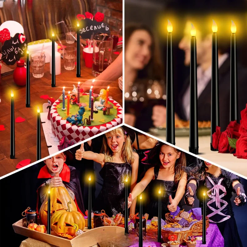 ShadowGlow | Schwarze LED-Spitzkerzen für mystische Deko