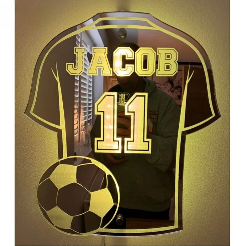 Personalisierte Trikot-Spiegelleuchte mit Namen & Nummer