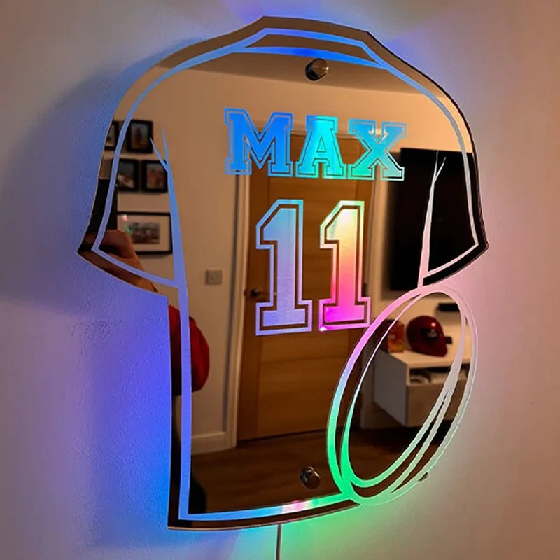 Personalisierte Trikot-Spiegelleuchte – Fußball, Basketball & mehr