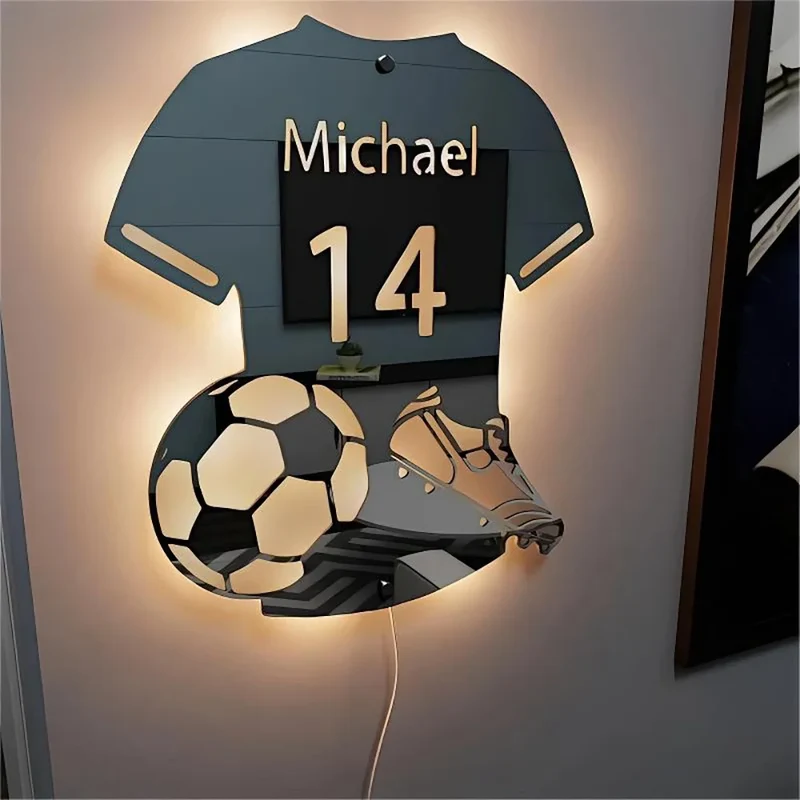 Personalisierte Trikot-Spiegelleuchte – Fußball, Basketball & mehr
