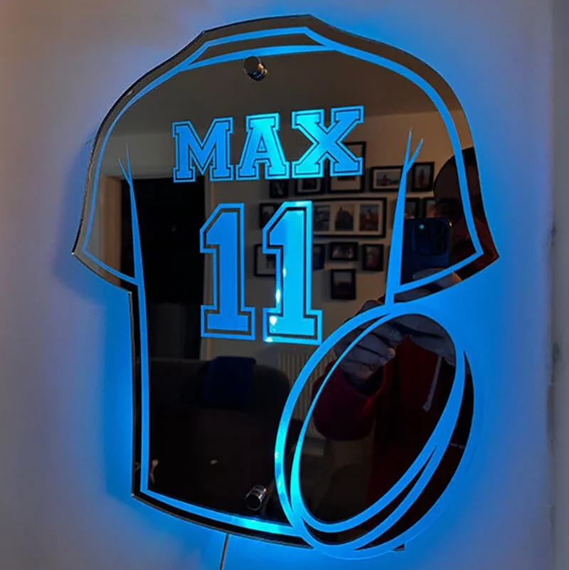 Personalisierte Trikot-Spiegelleuchte – Fußball, Basketball & mehr