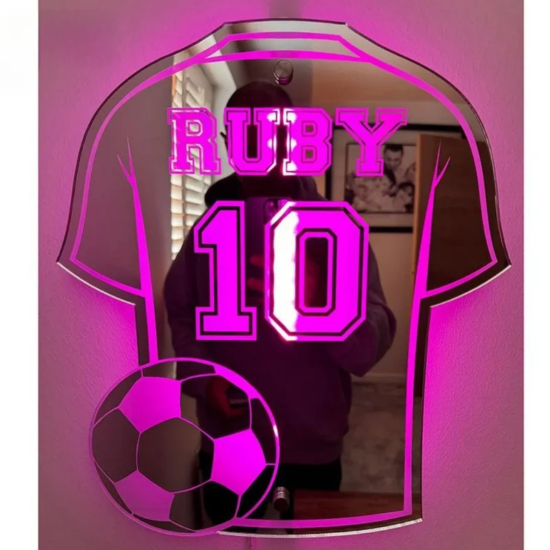 Personalisierte Trikot-Spiegelleuchte – Fußball, Basketball & mehr