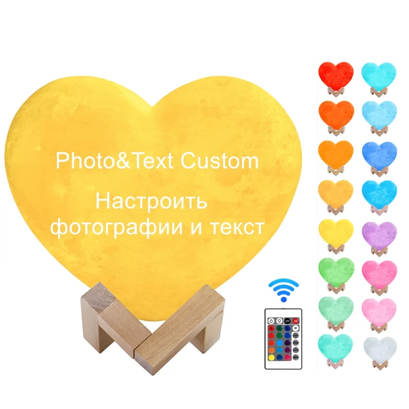 Personalisierte Mondlampe in Herzform – mit Foto & Text
