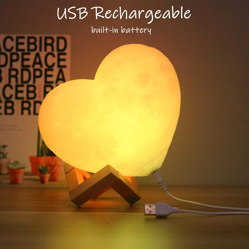 Personalisierte Mondlampe in Herzform – mit Foto & Text