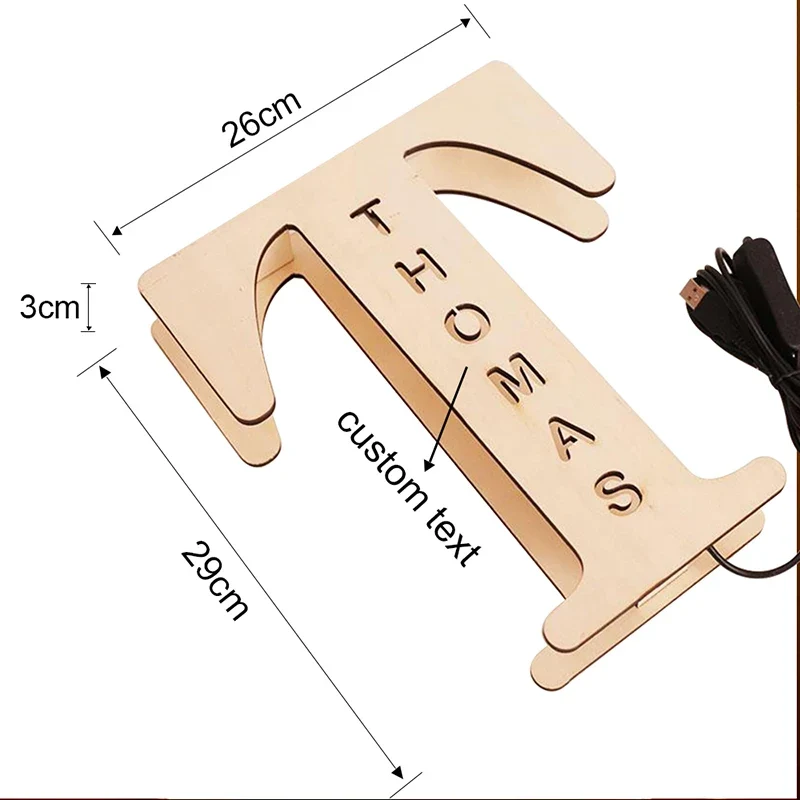 LED-Buchstaben-Nachtlicht aus Holz – personalisierbar A–Z