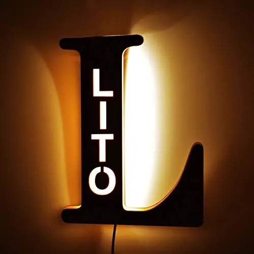 LED-Buchstaben-Nachtlicht aus Holz – personalisierbar A–Z
