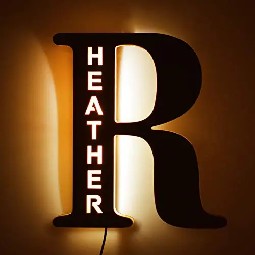 LED-Buchstaben-Nachtlicht aus Holz – personalisierbar A–Z