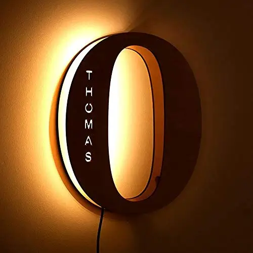 LED-Buchstaben-Nachtlicht aus Holz – personalisierbar A–Z