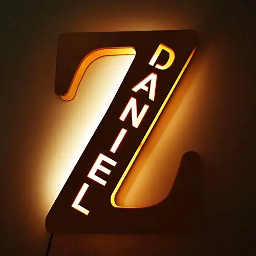 LED-Buchstaben-Nachtlicht aus Holz – personalisierbar A–Z