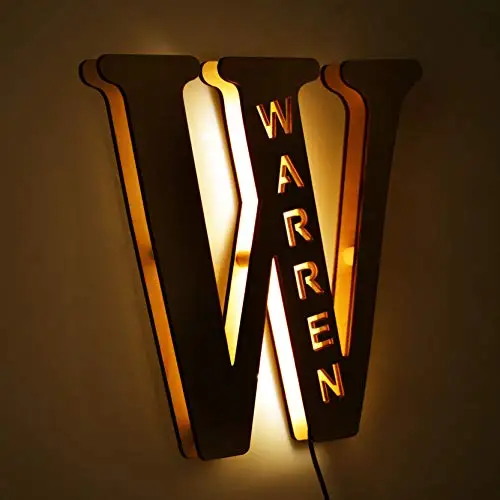 LED-Buchstaben-Nachtlicht aus Holz – personalisierbar A–Z