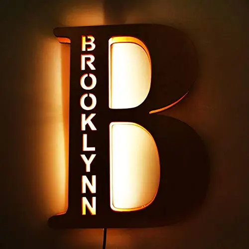 LED-Buchstaben-Nachtlicht aus Holz – personalisierbar A–Z