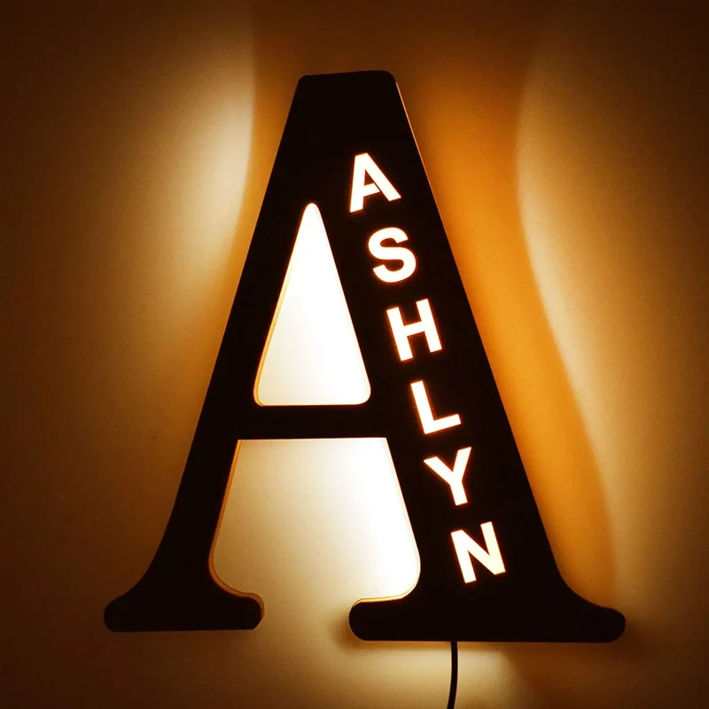 LED-Buchstaben-Nachtlicht aus Holz – personalisierbar A–Z