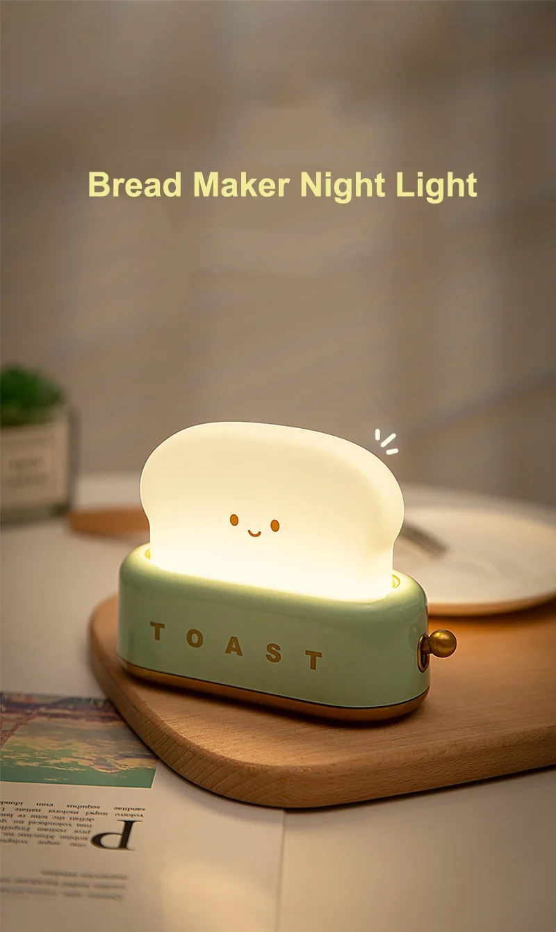 Brot-Nachtlicht im Kawaii-Look – LED-Schlummerlampe mit Timer