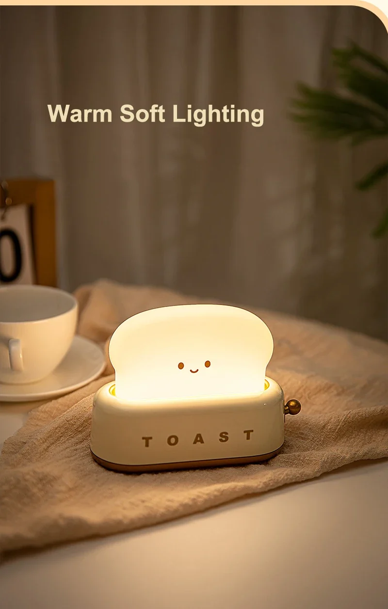 Brot-Nachtlicht im Kawaii-Look – LED-Schlummerlampe mit Timer