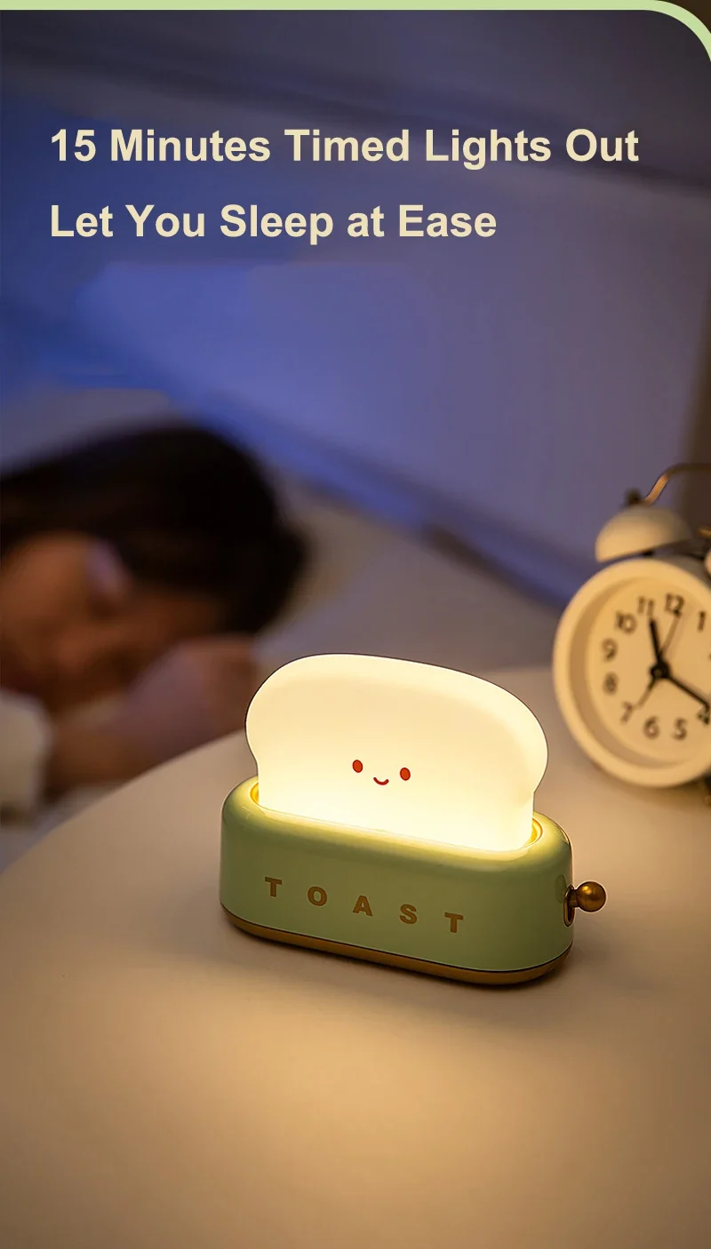 Brot-Nachtlicht im Kawaii-Look – LED-Schlummerlampe mit Timer