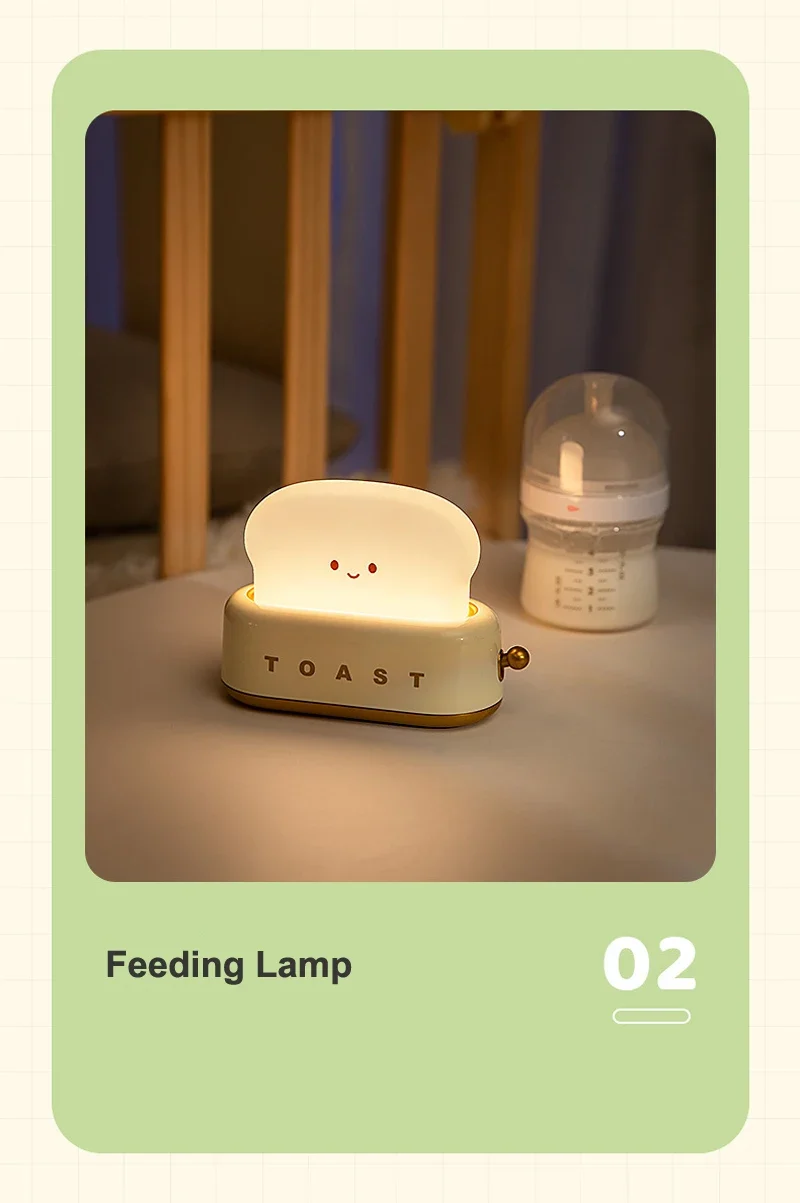 Brot-Nachtlicht im Kawaii-Look – LED-Schlummerlampe mit Timer