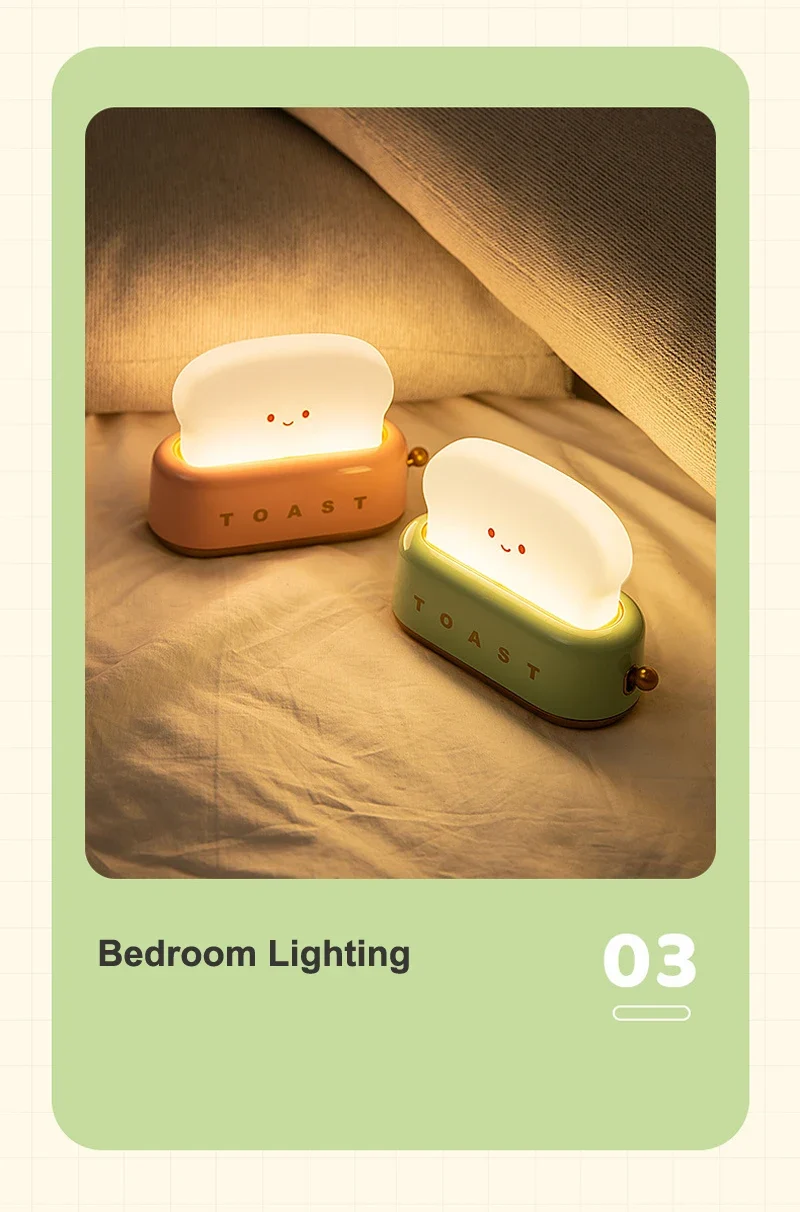 Brot-Nachtlicht im Kawaii-Look – LED-Schlummerlampe mit Timer