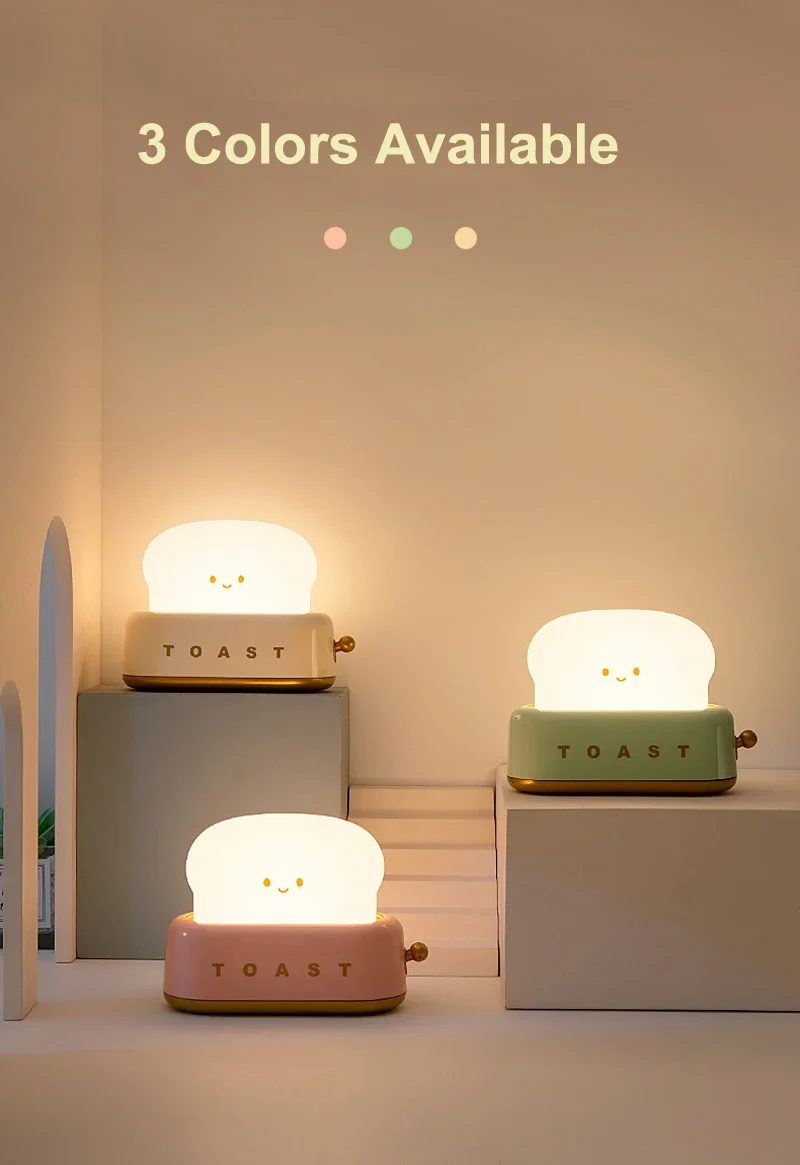 Brot-Nachtlicht im Kawaii-Look – LED-Schlummerlampe mit Timer