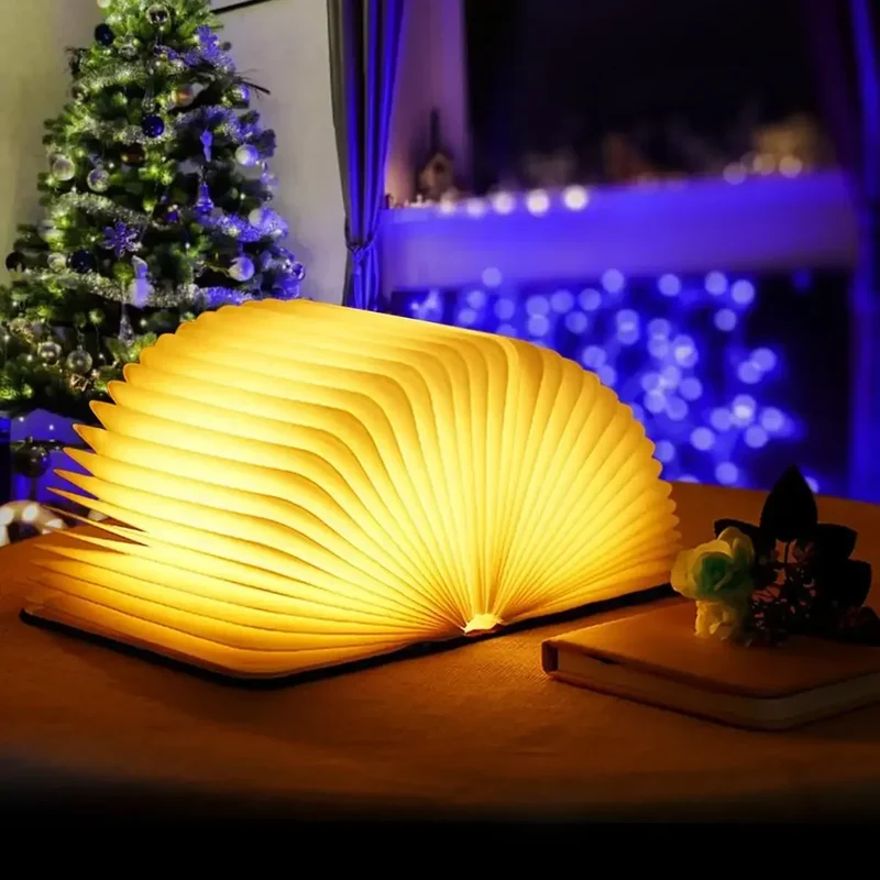 Faltbare LED-Buchlampe – 3 Lichtfarben, USB-Akku, magnetisch