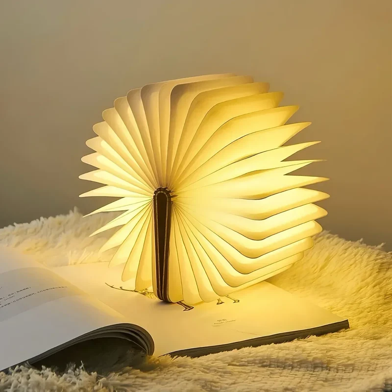 Faltbare LED-Buchlampe – 3 Lichtfarben, USB-Akku, magnetisch