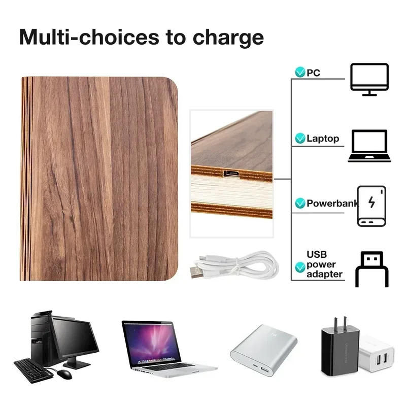 Faltbare LED-Buchlampe – 3 Lichtfarben, USB-Akku, magnetisch