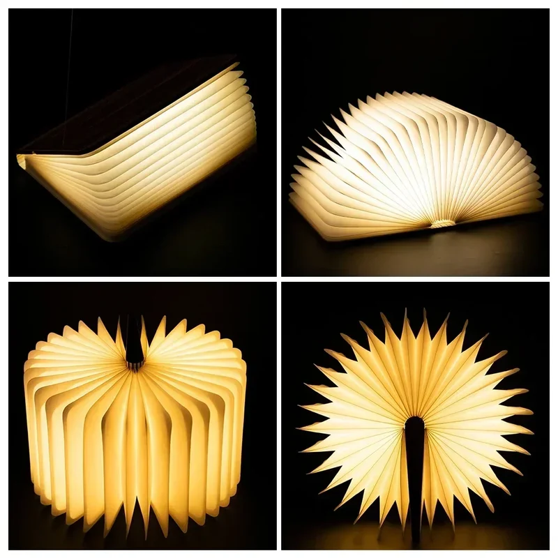 Faltbare LED-Buchlampe – 3 Lichtfarben, USB-Akku, magnetisch