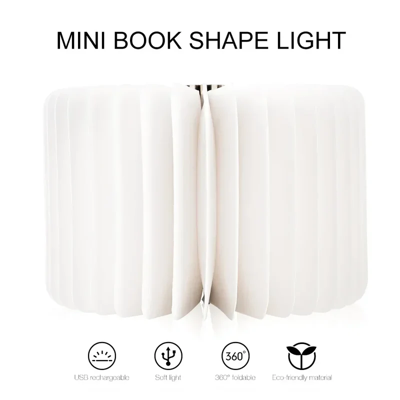 Faltbare LED-Buchlampe – 3 Lichtfarben, USB-Akku, magnetisch