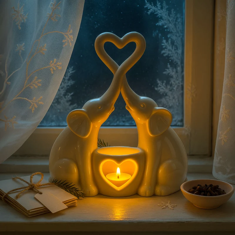 Elefantio | LED-Tischlampe mit Herzmotiv fürs Schlafzimmer
