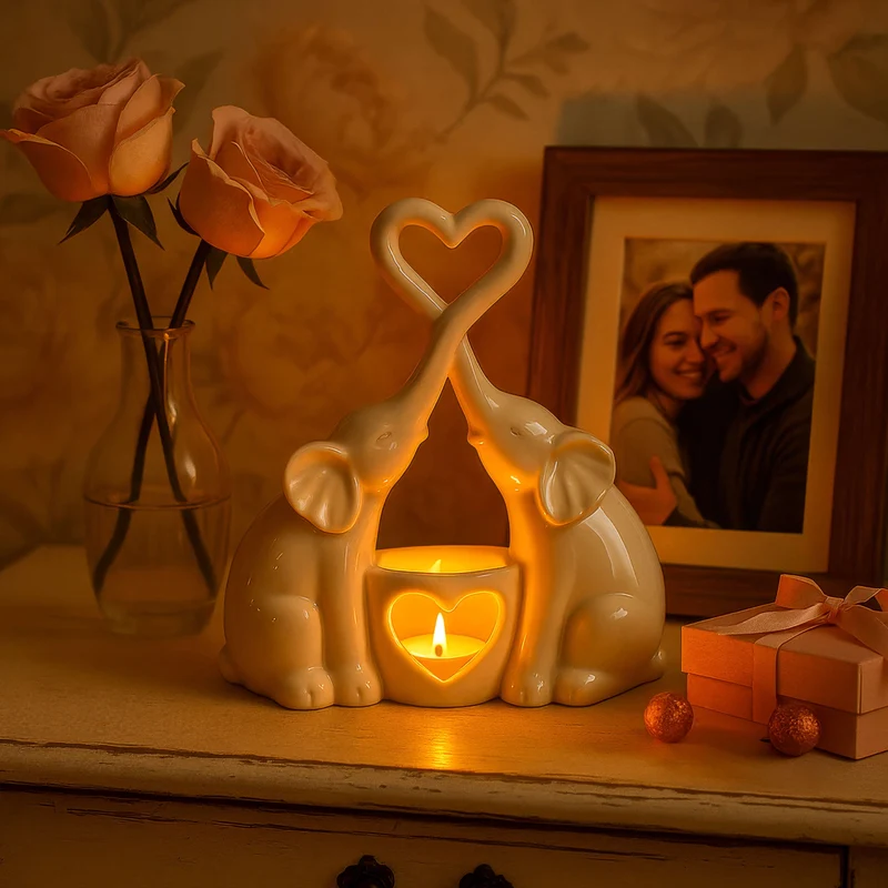 Elefantio | LED-Tischlampe mit Herzmotiv fürs Schlafzimmer
