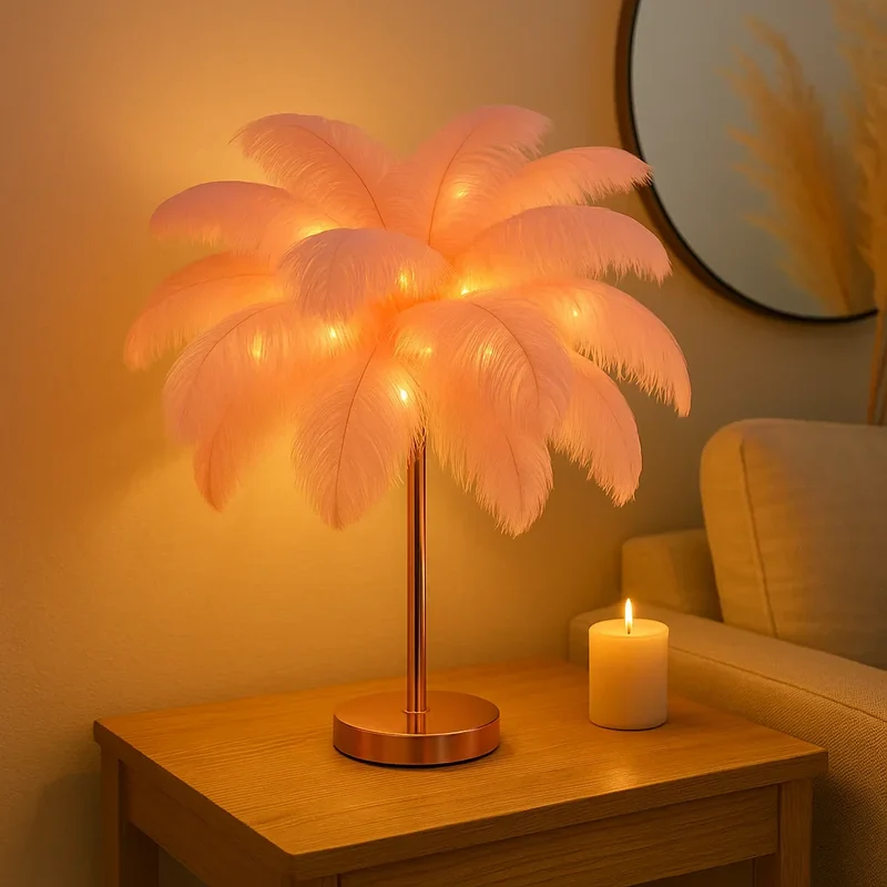 Plumora | LED Feder-Tischlampe mit warmem Licht