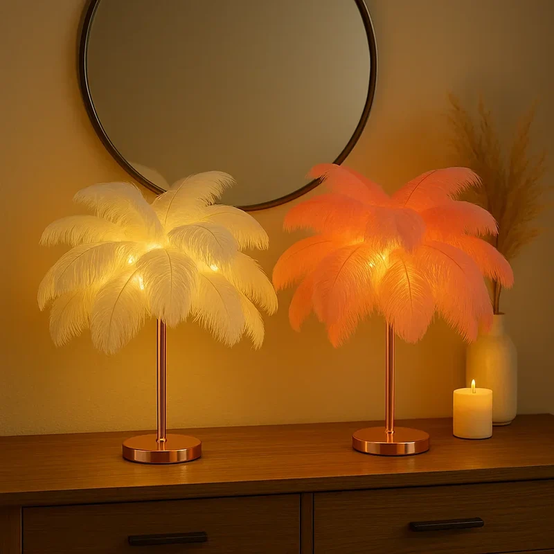 Plumora | LED Feder-Tischlampe mit warmem Licht