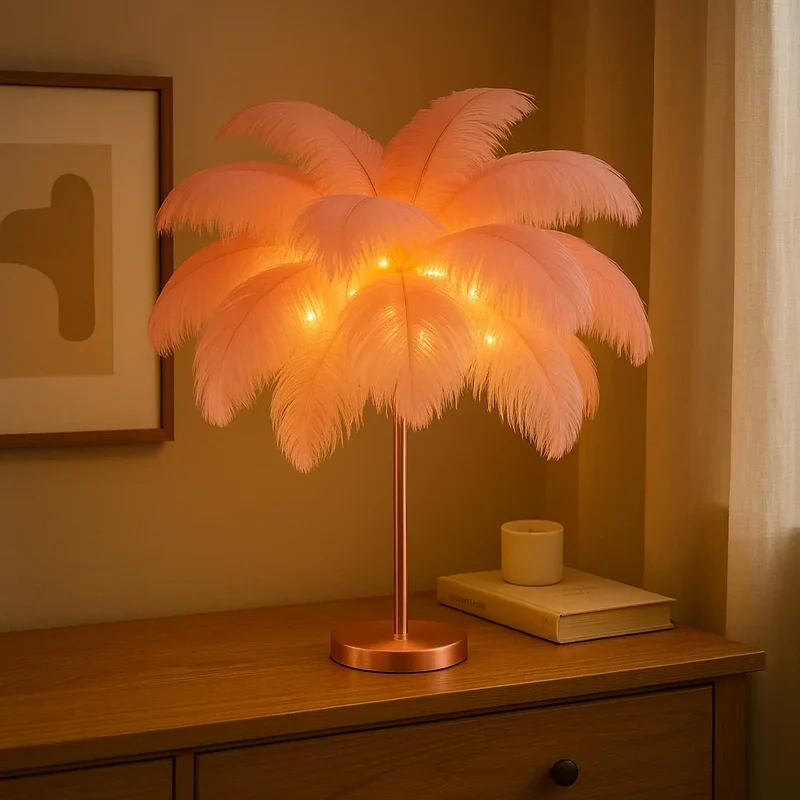 Plumora | LED Feder-Tischlampe mit warmem Licht