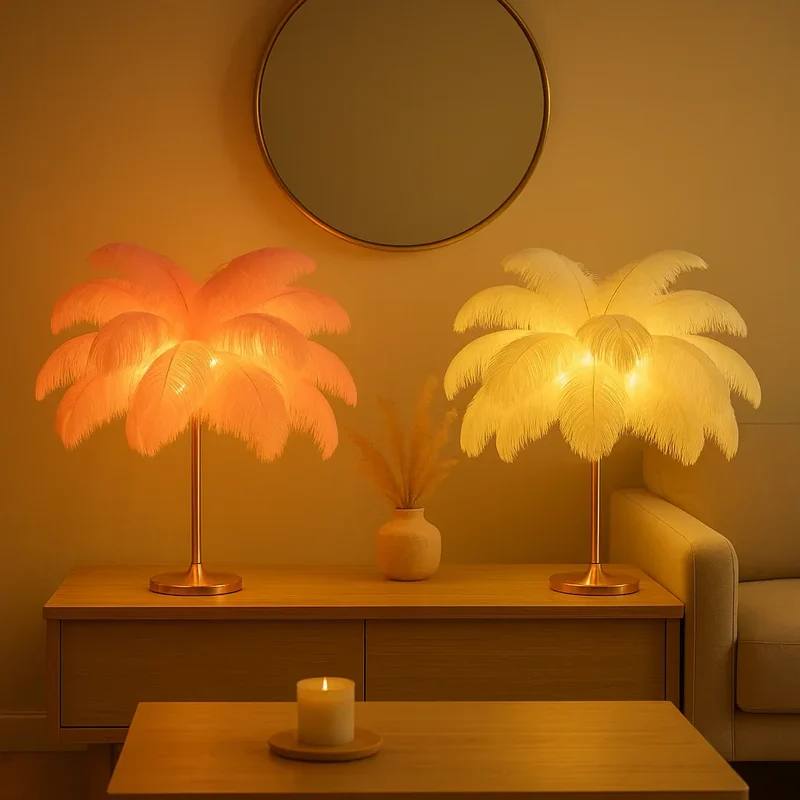 Plumora | LED Feder-Tischlampe mit warmem Licht