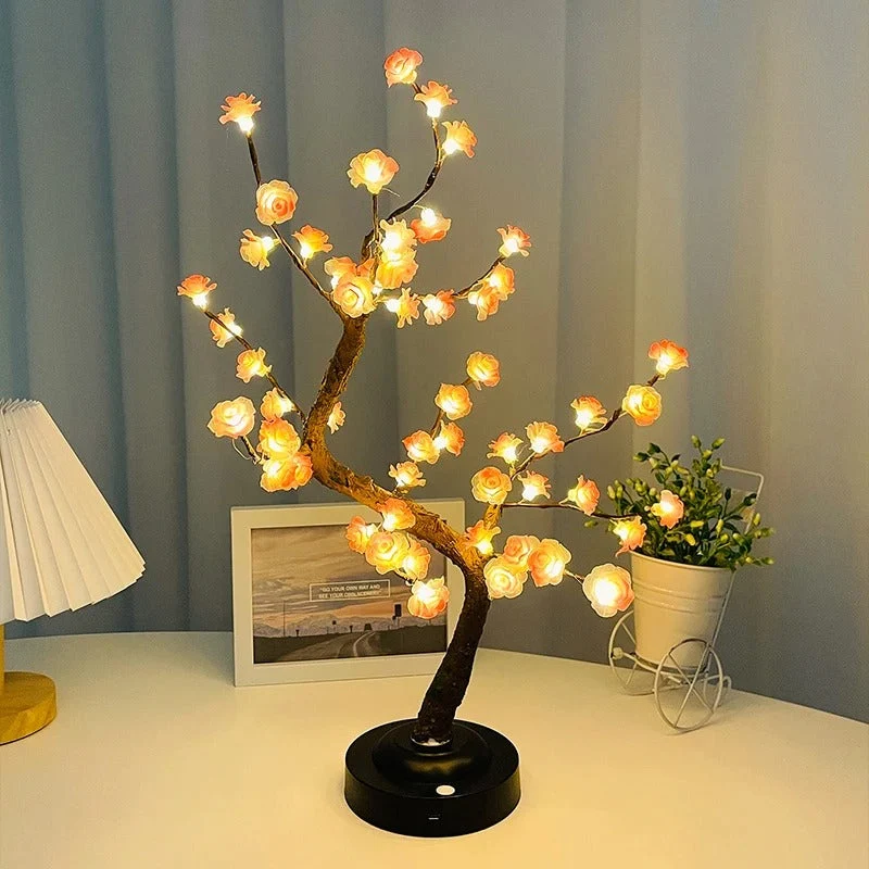 SakuraGlow | LED Bonsai-Tischlampe mit Blüten
