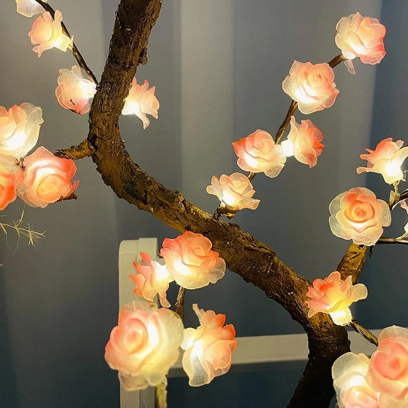 SakuraGlow | LED Bonsai-Tischlampe mit Blüten