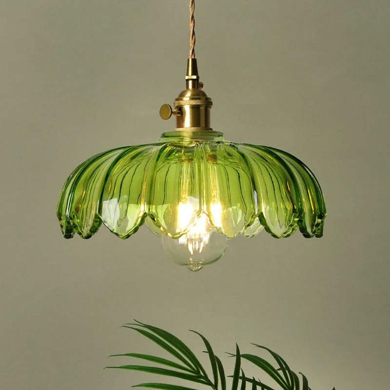 Lumessa | Vintage Glas-Pendelleuchte im Blütendesign