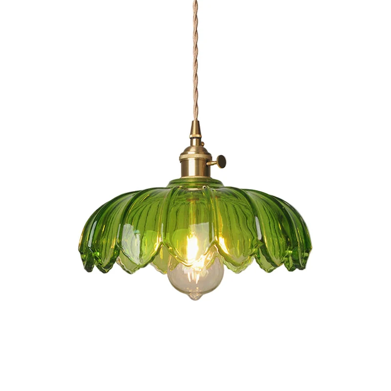 Lumessa | Vintage Glas-Pendelleuchte im Blütendesign