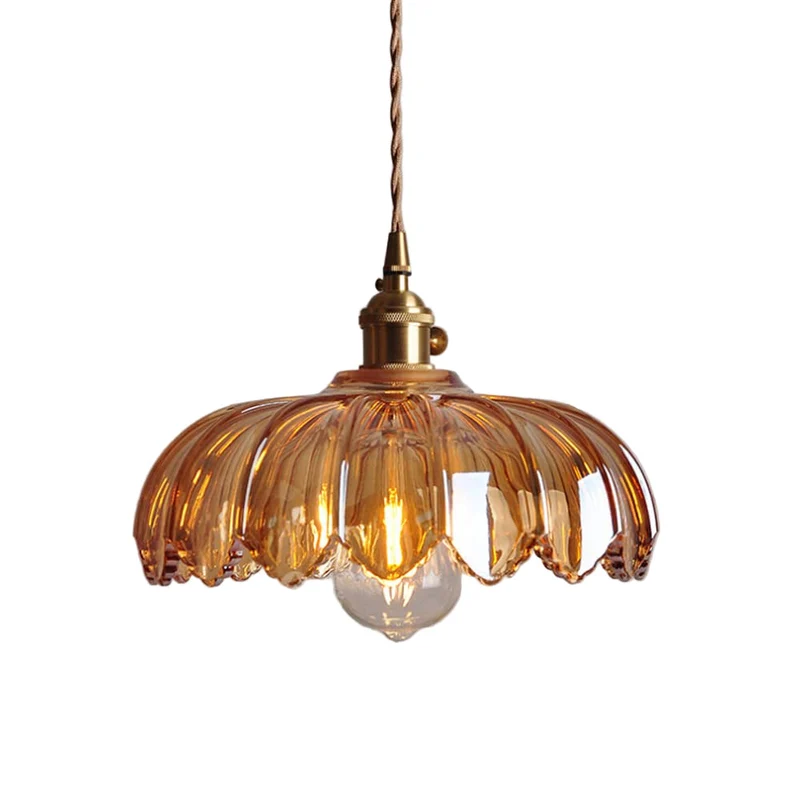 Lumessa | Vintage Glas-Pendelleuchte im Blütendesign