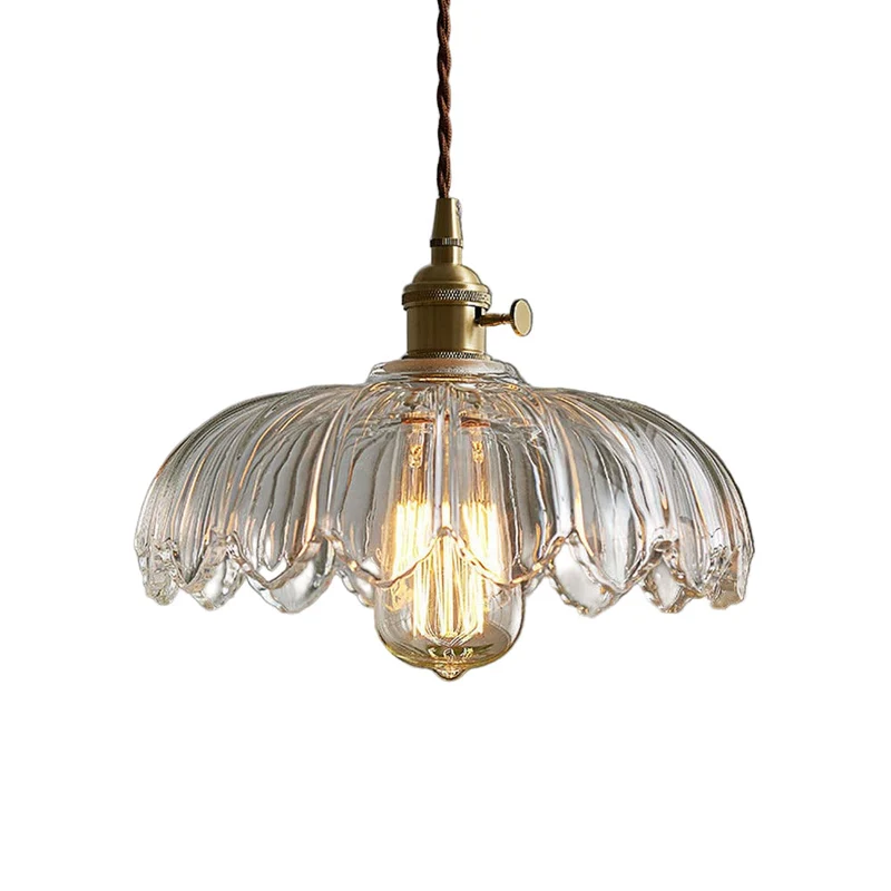 Lumessa | Vintage Glas-Pendelleuchte im Blütendesign