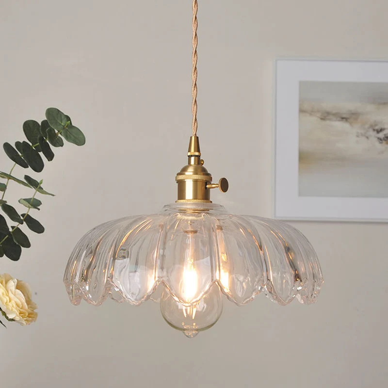 Lumessa | Vintage Glas-Pendelleuchte im Blütendesign